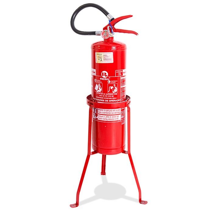 Suporte Extintor Chão - tripé P8/P12/AP/Co2 reforçado (Vermelho)