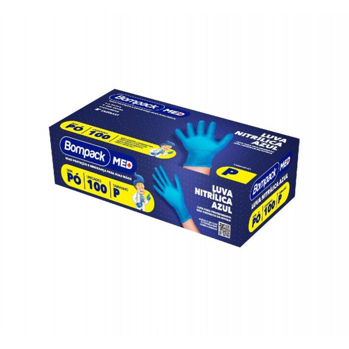 Luvas látex sintético nitrílico azul - caixa 100 luvas - CA 47443