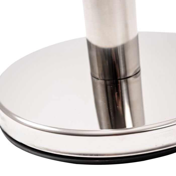 Pedestal organizador de fila cromado em inox com fita retrátil azul