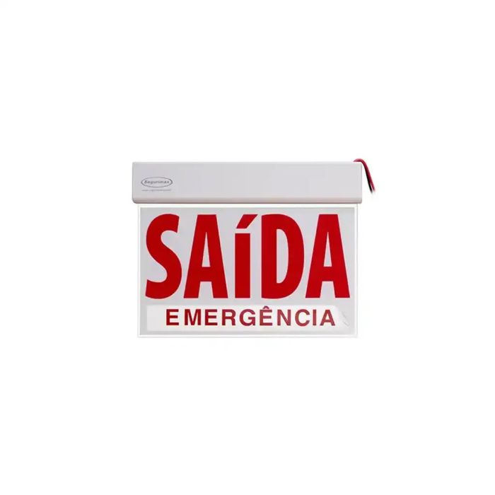 Placa de sinalização saída de emergência LED SLIM autônoma 26,1 x 22,1cm - duas faces