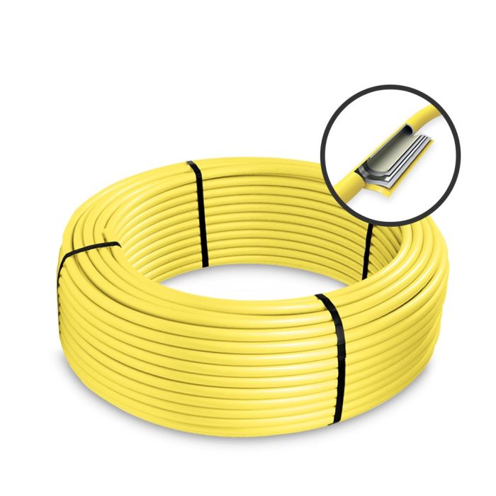Tubo pex multicamadas amarelo para gás 16mm 3/8 pol. - 4m