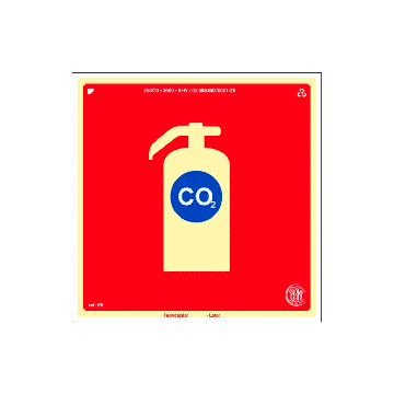 Placa fotoluminescente extintor CO² de PVC