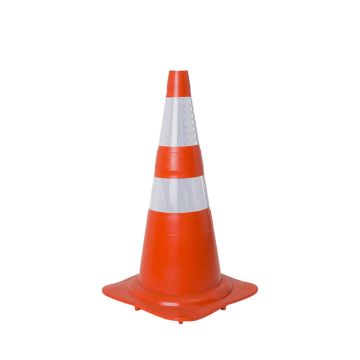 Cone (PADRÃO NORMA NBR 15071) refletivo flexível 75cm lar/bco