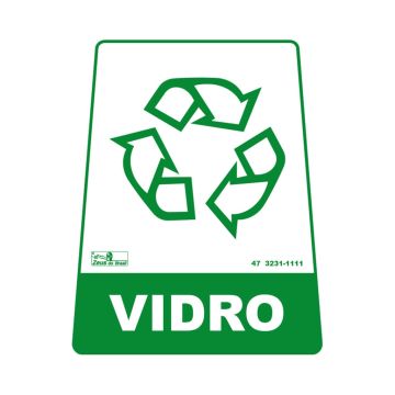 Adesivo para lixeira com símbolo reciclável (vidro) 12,6 x 19,5 x 15,5cm