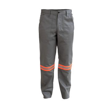 Calça eletricista NR10 risco 2 cinza claro classe 1 e 2 com refletivo laranja - CA 46296