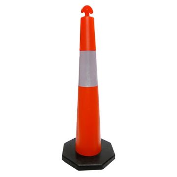 Cone balizador cônico refletivo 115 cm com base de borracha