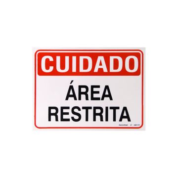 Placa cuidado área restrita de PVC 24 x 18cm