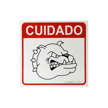 Placa cuidado cão de PVC 25 x 25cm