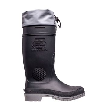 Bota PVC Calfor preta, sem forro, com amarra, cano longo - CA 40400