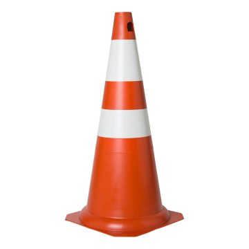 Cone 75cm laranja e branco PVC