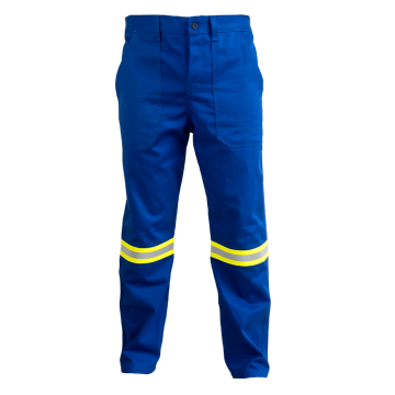 Calça eletricista NR10 risco 2 azul royal classe 1 e 2 com refletivo verde e prata - CA 46296