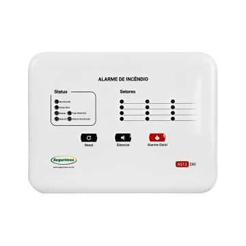 Central alarme incêndio Convencional Segurimax - 12 setores - 24 V