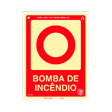 Placa fotoluminescente bomba de incêndio de PVC