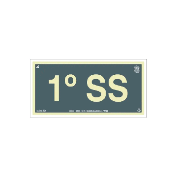 Placa fotoluminescente subsolos de PVC 20 x 10cm - 1º subsolo