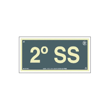 Placa fotoluminescente subsolos de PVC 20 x 10cm - 2º subsolo