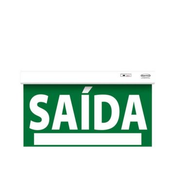 Placa de sinalização saída de emergência LED autônoma com adesivo 60x30cm - uma face