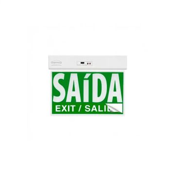 Placa de sinalização saída de emergência LED SLIM autônoma verde - 24x18cm uma face