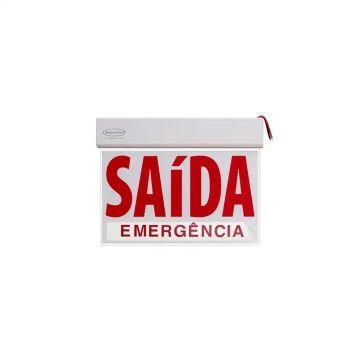 Placa de sinalização saída de emergência LED SLIM não autônoma 26,1 x 22,1 cm - duas faces