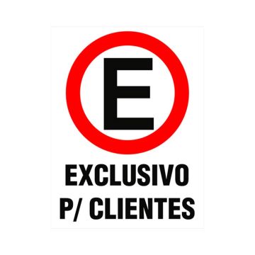 Placa estacionamento exclusivo para clientes de PVC 35 x 25cm