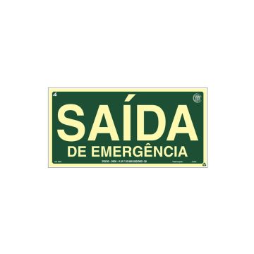 Placa fotoluminescente saída de emergência de PVC - 48x24cm Placa fotoluminescente saída de emergência de PVC - 48x24cm