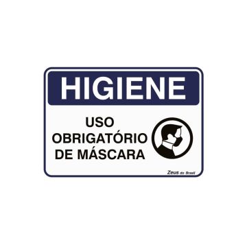 Placa Higiene Uso Obrigatório de Máscara 35x25cm PVC