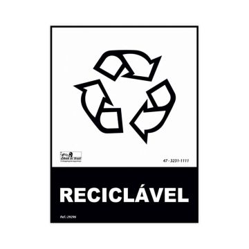 Placa lixo reciclável de PVC 15 x 20cm