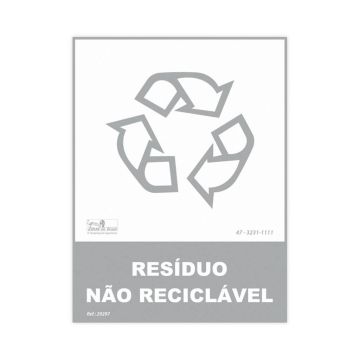 Placa lixo resíduo não reciclável de PVC 15 x 20cm