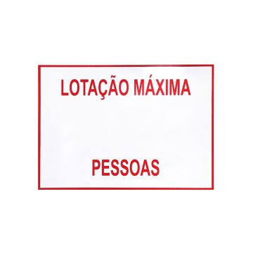 Placa lotação máxima de pessoas de PVC 35 x 25cm