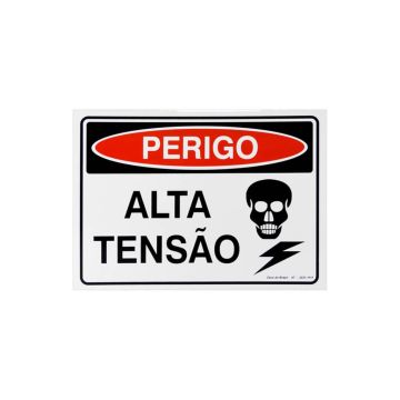 Placa perigo alta tensão de PVC 24 x 18cm