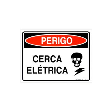 Placa perigo cerca elétrica de PVC 24 x 18cm