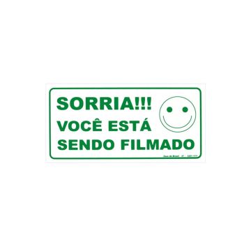 Placa sorria você está sendo filmado de PVC 30 x 15cm
