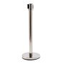 Pedestal organizador de fila cromado em inox com fita retrátil azul thumbnail