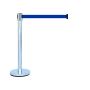 Pedestal organizador de fila cromado em inox com fita retrátil azul thumbnail