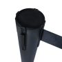 Pedestal organizador de fila preto fosco em inox com fita retrátil preta thumbnail