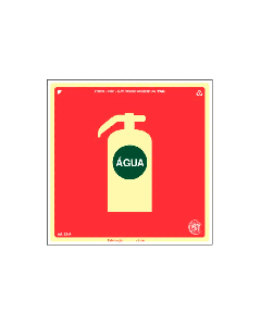 Placa fotoluminescente extintor &aacute;gua de PVC