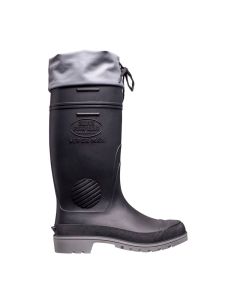 Bota PVC Calfor preta, sem forro, com amarra, cano longo - CA 40400