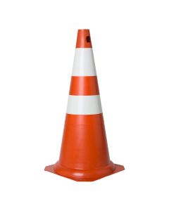 Cone 75cm laranja e branco PVC