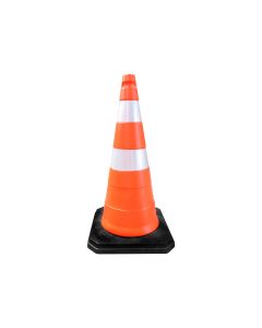 Cone PVC 75cm com fitas refletivas e base de borracha - Kteli