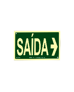 Placa fotoluminescente sa&iacute;da seta para lateral duas faces de PVC