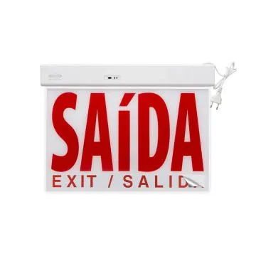 Placa de sinalização saída de emergência LED autônoma 50x32cm - duas faces Placa de sinalização saída de emergência LED autônoma 50x32cm - duas faces