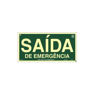 Placa fotoluminescente saída de emergência de PVC - 48x24cm Placa fotoluminescente saída de emergência de PVC - 48x24cm